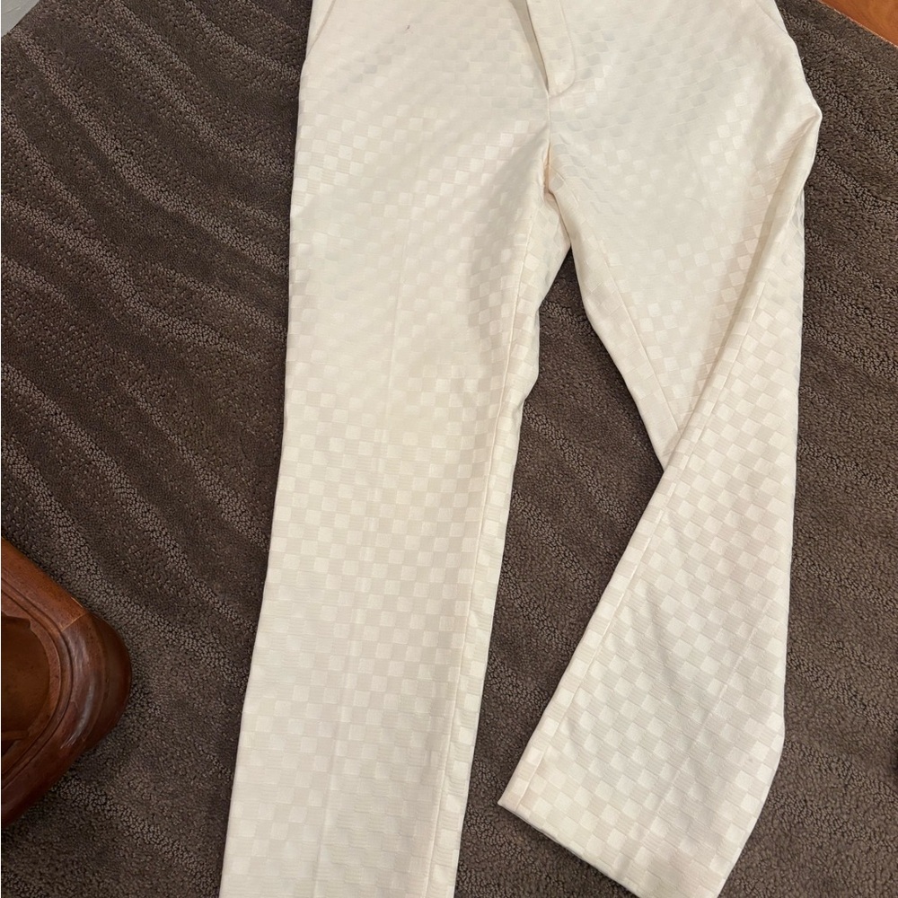 Banana Republic  Ivory Checkered Pants